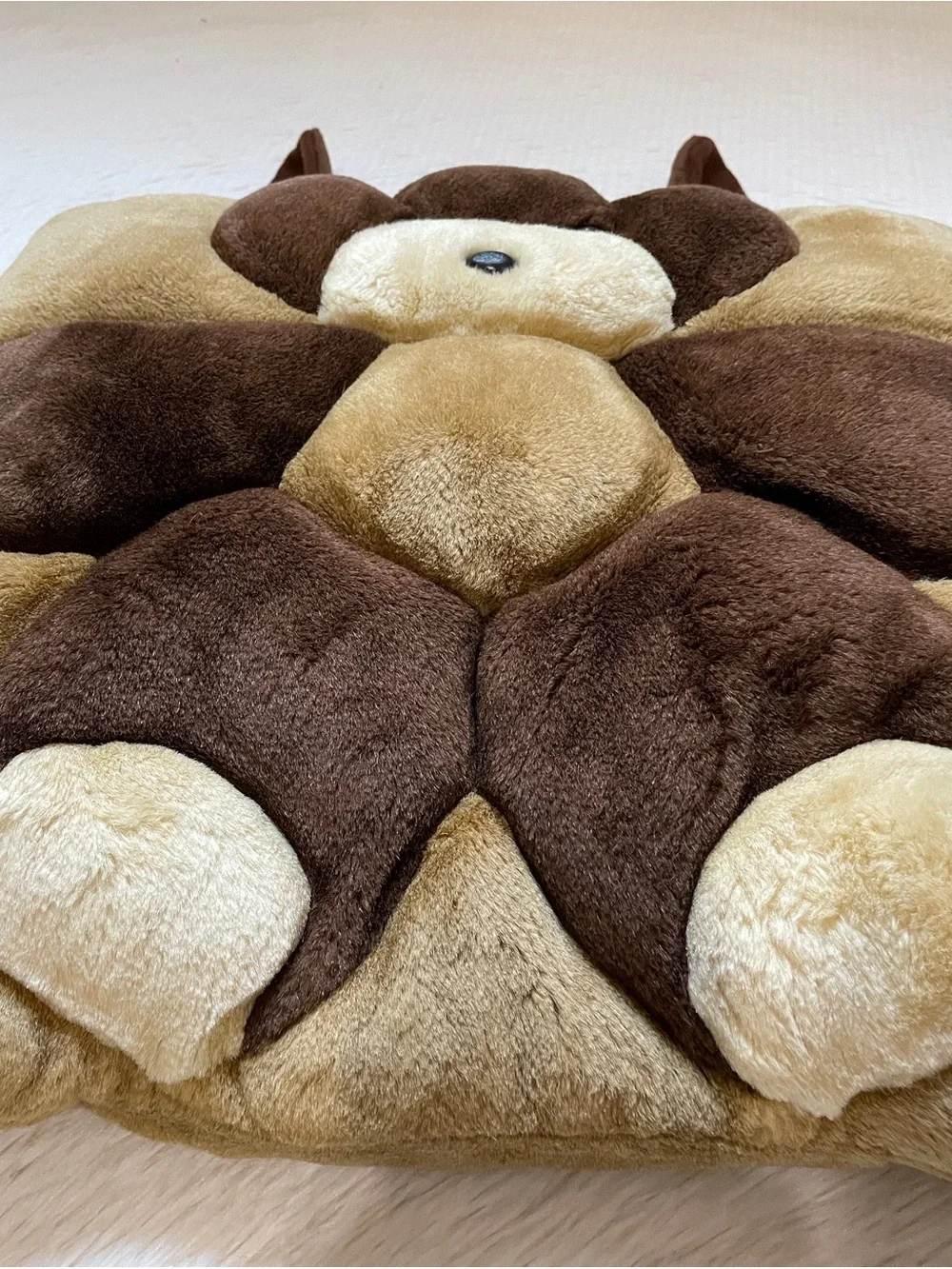 Vintage 3D style Brown Plush Teddy Bear Cushion Pillow